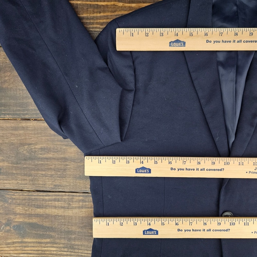 H&M Men's Sport Coat Blazer Two Button Deep‎ Navy Polyester Blend Size 40R SLIM - Picture 2 of 14